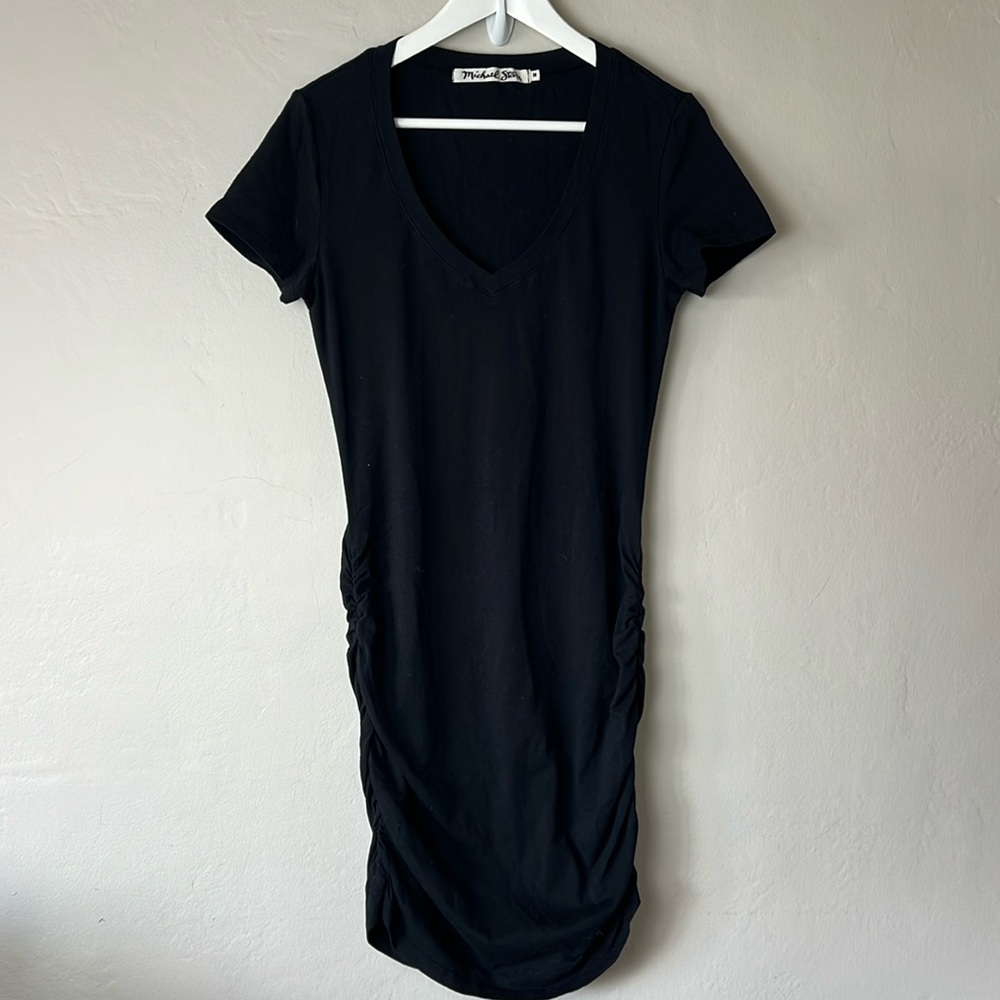 Michael Stars Women's Black Ruched Body-Con Dress